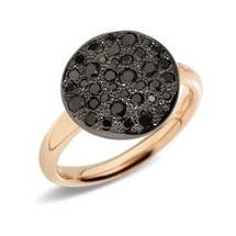 Italian 18k gold black diamond ring